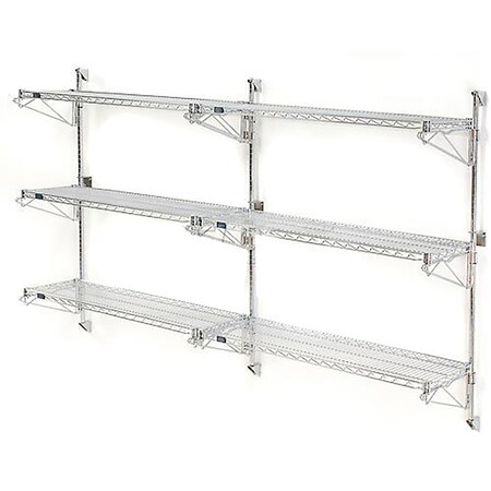 Nexel Poly-Green Wall Mount Wire Shelving, 54W x 24D x 54H 3-Shelf Add-On B1137048GZ